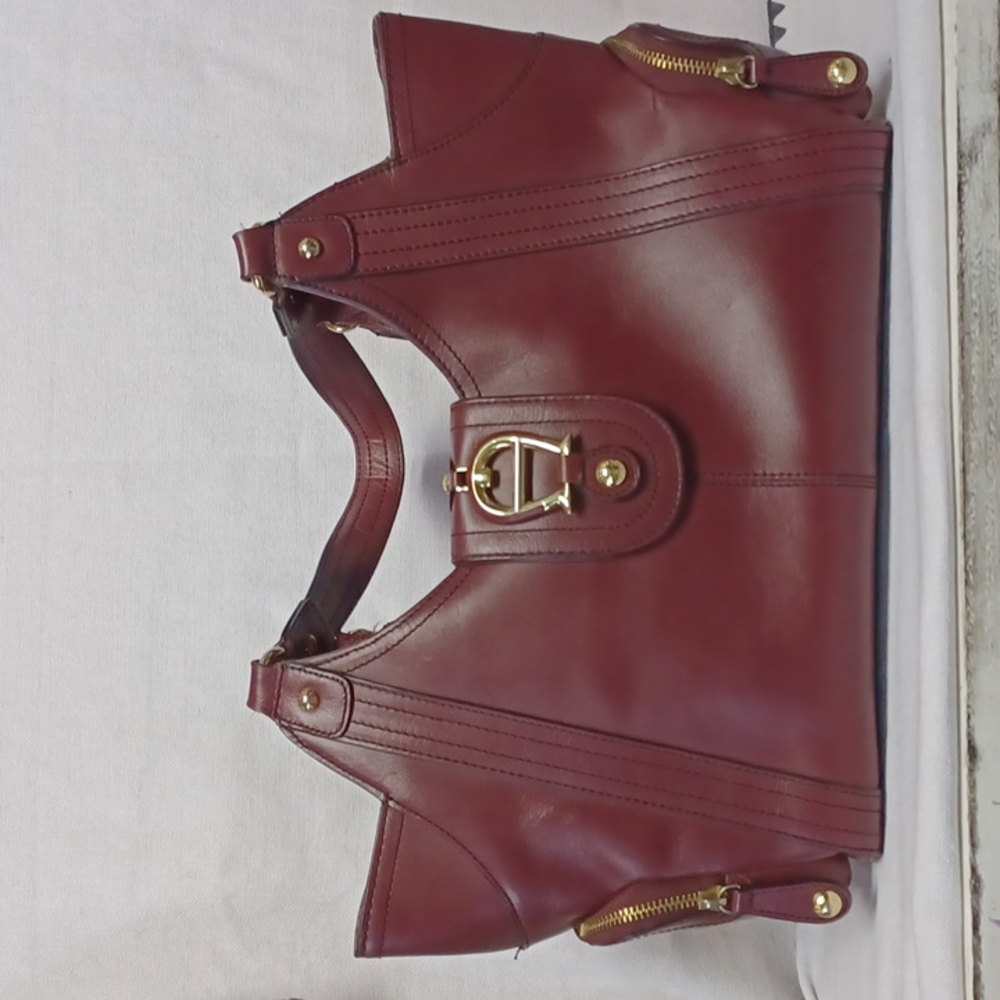 ETIENNE AIGNER — Oxblood Large Logo Shoulder Bag